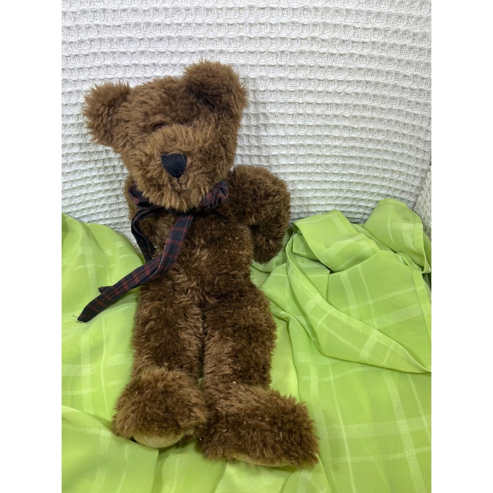 Vtg Unisex Boyds‎ Collection J.B. Bean Series Teddy Bear Small Brown Plaid Bow